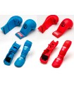 Pack Kamikaze guantini rossa e blue e parastinchi e protezioni per il piedi rossa e blue (omologata RFEK)