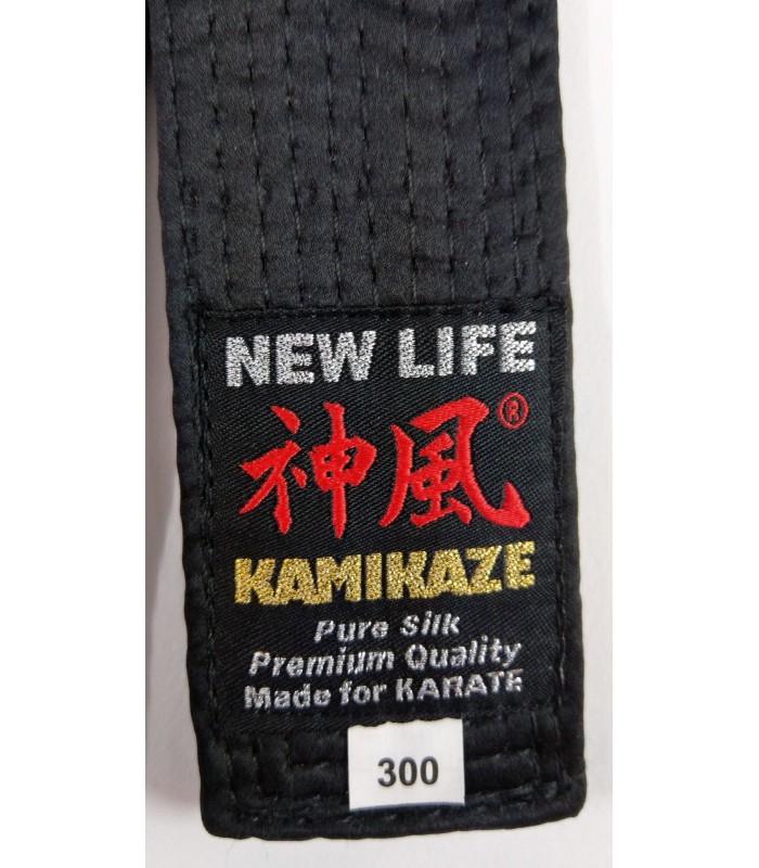 Cinturón negro KAMIKAZE SEDA NATURAL GROSOR ESPECIAL BST, NEW LIFE Premium, con caja