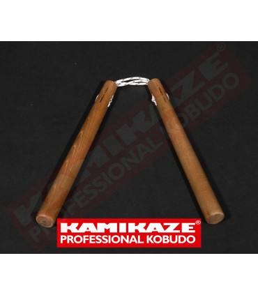 Nunchaku KAMIKAZE PROFESSIONAL KOBUDO, oak, round with triple rope, hand made
