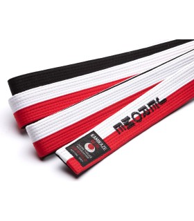 Cinturón Kamikaze rojo, blanco y negro especial RENSHI