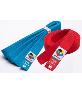 Pack 2 Competition belts KAMIKAZE KUMITE: RED + BLUE, NEW FIGHTER, WKF APPROVED